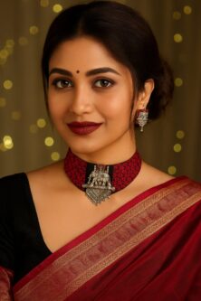 Handmade Red Fabric Oxidized Jewellery Set for Women