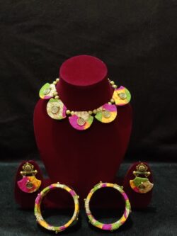 Handmade Multicolor Fabric Jewellery Set for Women